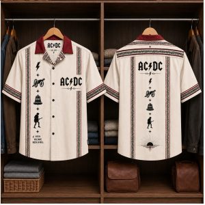 AC DC Lightning Cannon High Voltage Classic Rock Hawaiian Shirt AC DC Lightning Cannon High Voltage Classic Rock Hawaiian Shirt