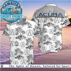 Acura Logo Tropical Palm Trees Beach Hawaiian Shirt