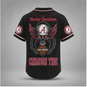 Alabama Crimson Tide Winged Skull Motorcycle Style Baseball Jersey