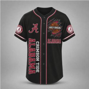 Alabama Crimson Tide Winged Skull Motorcycle Style Baseball Jersey