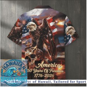 America 250 Years Of Freedom 1776 2026 Eagle Skull Hawaiian Shirt