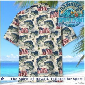American Flag Bass Fishing Vintage Hawaiian Shirt