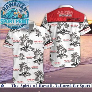 Arkea Samsic Team Palm Trees Beach Hawaiian Shirt