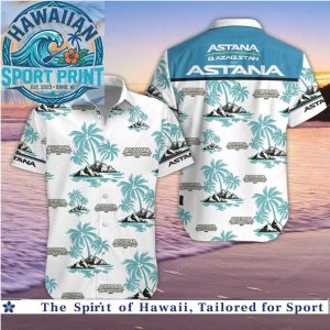 Astana Qazaqstan Team Palm Tree Tropical Cycling Hawaiian Shirt