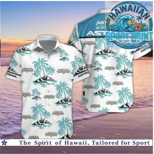 Astana Qazaqstan Team Palm Tree Tropical Cycling Hawaiian Shirt