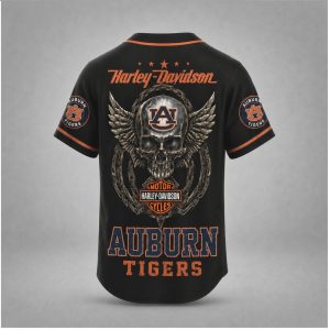 Auburn Tigers Biker Skull Wings Motorcycle Style Baseball Jersey