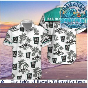 B B Hotels KTM Cycling Team Tropical Palm Tree Beach Hawaiian Shirt