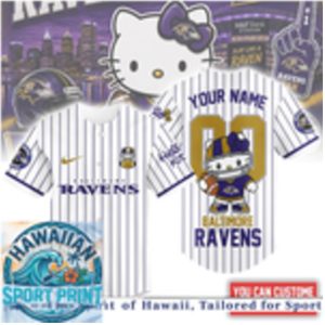Baltimore Ravens Hello Kitty Football Cute Mascot Baseball Jersey