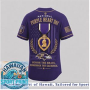 Baltimore Ravens National Purple Heart Day Baseball Jersey