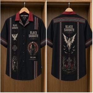 Black Sabbath Gothic Reaper Graphic Dark Style Button Up Shirt Black Sabbath Gothic Reaper Graphic Dark Style Button Up Shirt