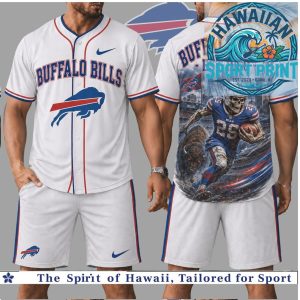 Buffalo Bills NFL Skull Graphic White Baseball Jersey Set