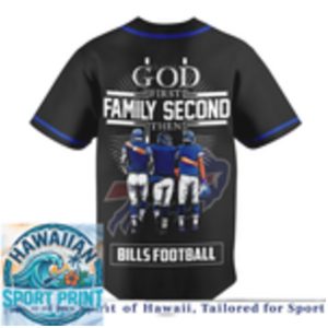 Buffalo Football God First Family Second Baseball Jersey