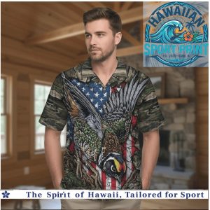 Camouflage American Flag Ring Necked Pheasant Hawaiian Shirt
