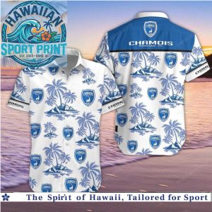 Chamois Niortais FC Soccer Team Tropical Palm Tree Beach Hawaiian Shirt