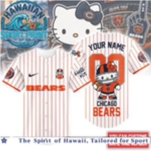 Chicago Bears Hello Kitty Custom Name Baseball Jersey