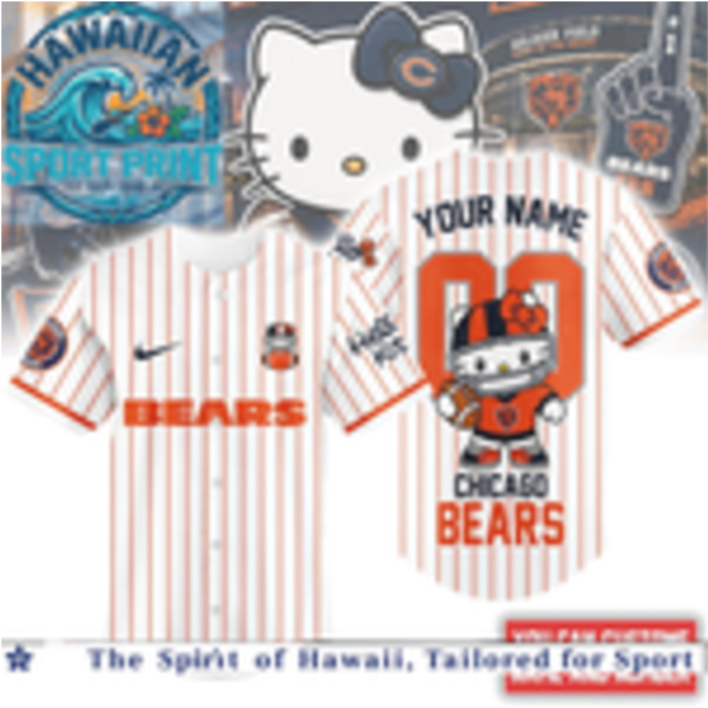 Chicago Bears Hello Kitty Custom Name Baseball Jersey Chicago Bears Hello Kitty Custom Name Baseball Jersey