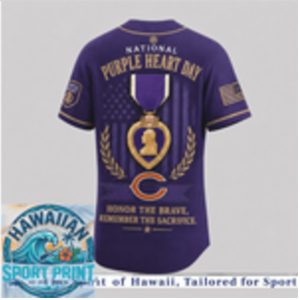Chicago Bears National Purple Heart Day Honor The Brave Baseball Jersey