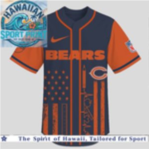 Chicago Bears Teacher American Flag Heartbeat Baseball Jersey