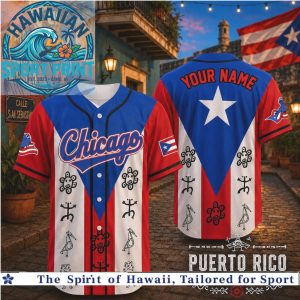 Chicago Puerto Rico Heritage Night Taino Symbols Custom Baseball Jersey