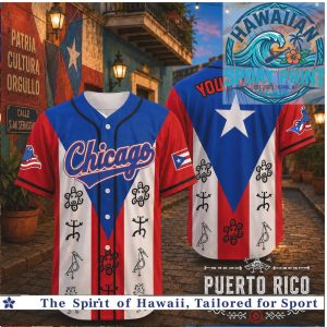 Chicago Puerto Rico Heritage Night Taino Symbols Custom Baseball Jersey
