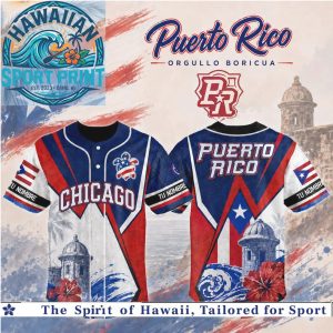 Chicago Puerto Rico Orgullo Boricua Flag Flower Baseball Jersey