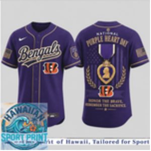 Cincinnati Bengals National Purple Heart Day Honor The Brave Baseball Jersey
