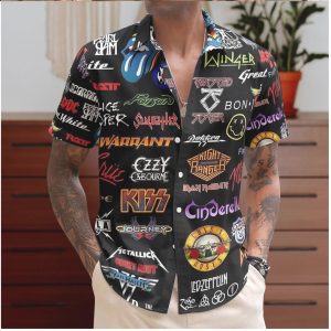 Classic Rock Bands Collage Retro Music Festival Hawaiian Shirt Classic Rock Bands Collage Retro Music Festival Hawaiian Shirt