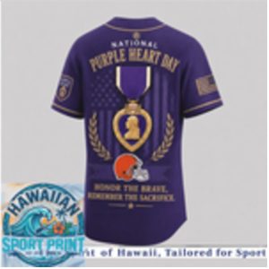 Cleveland Browns National Purple Heart Day Honor The Brave Baseball Jersey