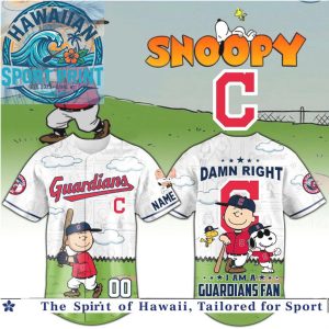 Cleveland Guardians Snoopy Charlie Brown Fans Baseball Jersey