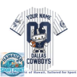 Dallas Cowboys Hello Kitty Character Custom Baseball Jersey