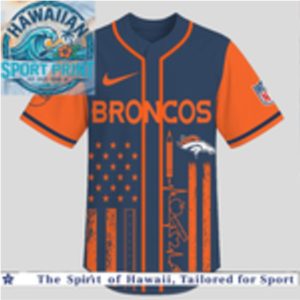 Denver Broncos Teacher Flag Heartbeat Custom Baseball Jersey