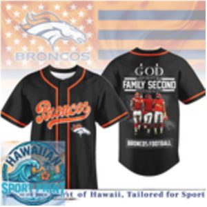 Denver Football God First Family Second Baseball Jersey