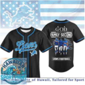 Detroit Football God First Family Second Baseball Jersey