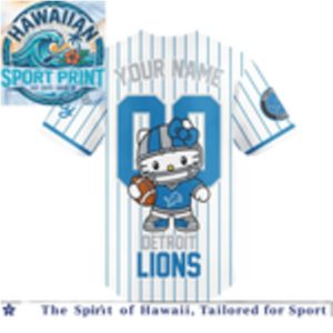 Detroit Lions Hello Kitty Football Cute Mascot Baseball Jersey