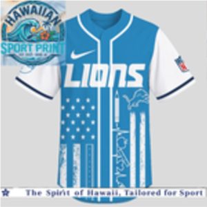 Detroit Lions Teacher Flag Heartbeat Custom Baseball Jersey