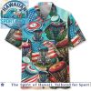 Mountain Bike Cycling American Flag Red Silhouette Hawaiian Shirt Mountain Bike Cycling American Flag Red Silhouette Hawaiian Shirt