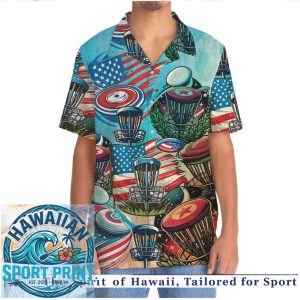Disc Golf American Flag Patriotic Sports Hawaiian Shirt