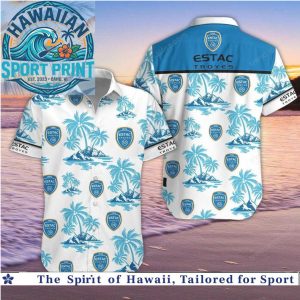 ESTAC Troyes Soccer Team Tropical Palm Trees Hawaiian Shirt