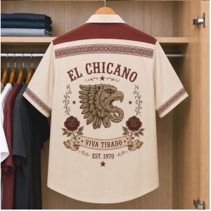 El Chicano Aztec Eagle Roses Viva Tirado Retro Bowling Shirt El Chicano Aztec Eagle Roses Viva Tirado Retro Bowling Shirt