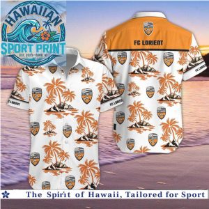 FC Lorient Orange Palm Tree Tropical Beach Button Down Shirt