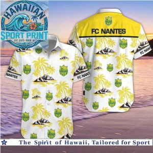 FC Nantes Football Club Yellow Tropical Palm Tree Beach Hawaiian Shirt