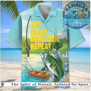Fishing Bass Fish Eat Sleep Repeat Hawaiian Shirt