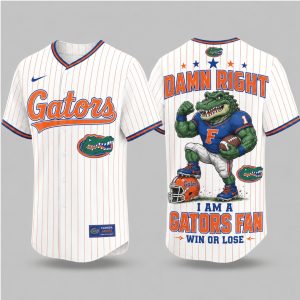 Florida Gators Mascot Damn Right Fan Win Or Lose Baseball Jersey