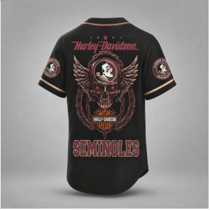 Florida State Seminoles Winged Skull Motorcycle Style Baseball Jersey