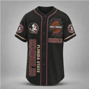 Florida State Seminoles Winged Skull Motorcycle Style Baseball Jersey