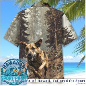 Forest Nature German Shepherd Dog Running With Rabbits Hawaiian Shirt
