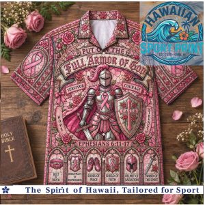 Full Armor Of God Ephesians Knight Pink Rose Christian Hawaiian Shirt