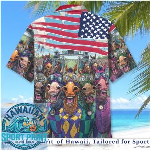 Funny Racing Horses American Flag Jockey Hawaiian Shirt