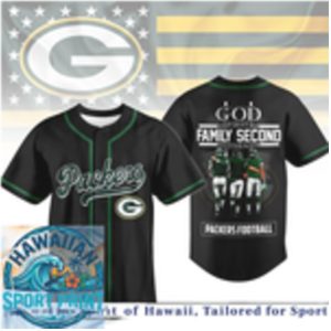 Green Bay Football God First Family Second Baseball Jersey