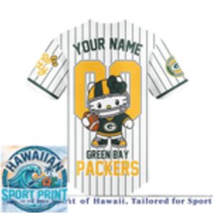 Green Bay Packers Hello Kitty Custom Name Baseball Jersey